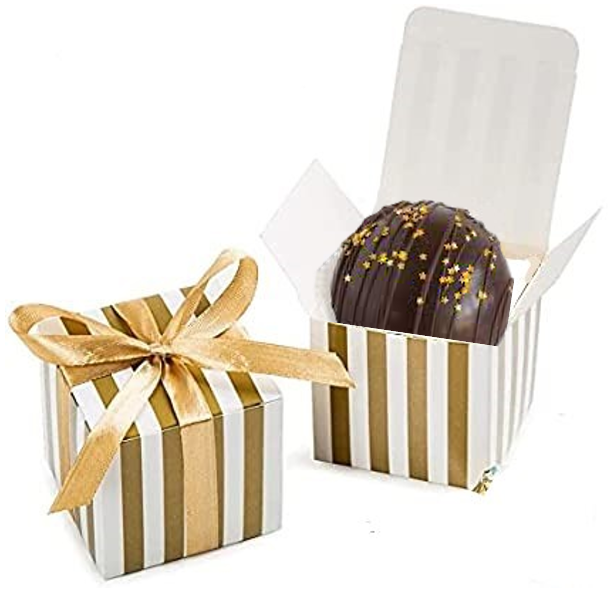 LIQUEUR BOMB in DECORATIVE BOX (HOT CHOCOLATE OR COFFEE & 4 CHOCOLATE KISSES)