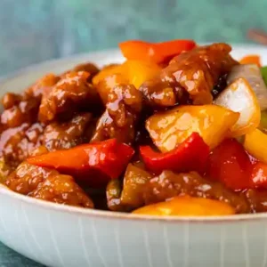 SWEET & SOUR WITH VEGGIES & RICE (Pork or Chicken)